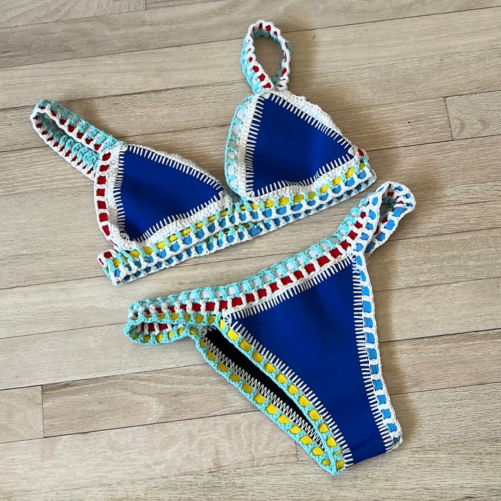 Beautiful Blue Bikini with Crochet Details